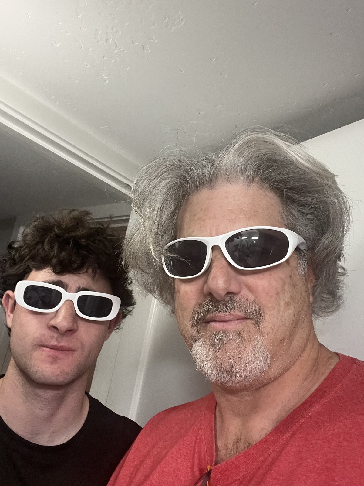 Matching white sunglasses